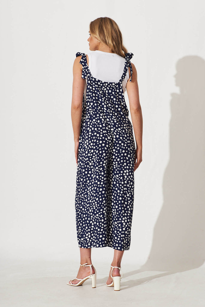 Madonna Jumpsuit In Navy With White Speckle - back