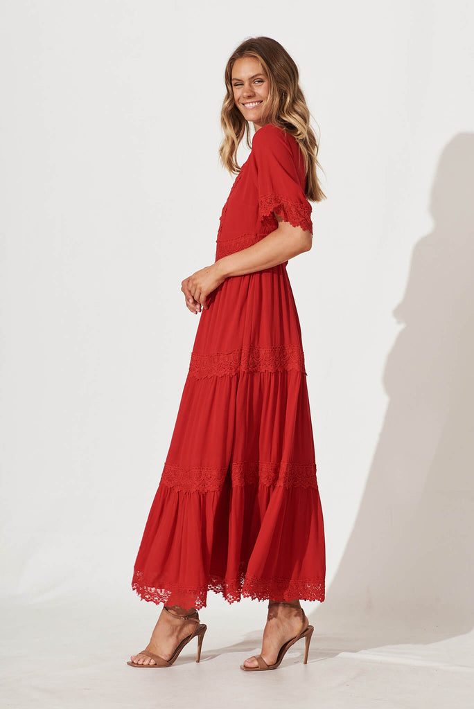 Mona Maxi Dress In Red - side
