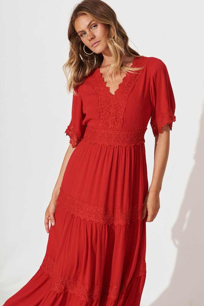 Mona Maxi Dress In Red - front
