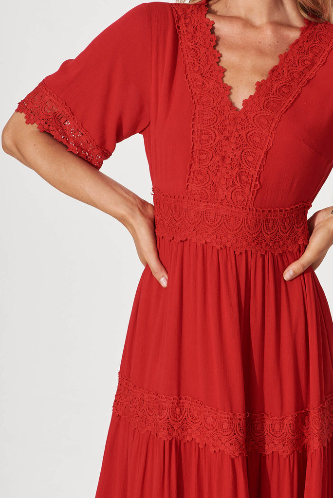 Mona Maxi Dress In Red - detail
