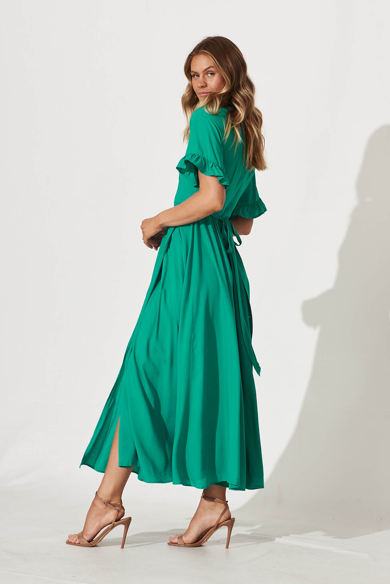Rondal Maxi Wrap Dress In Jade Green St Frock
