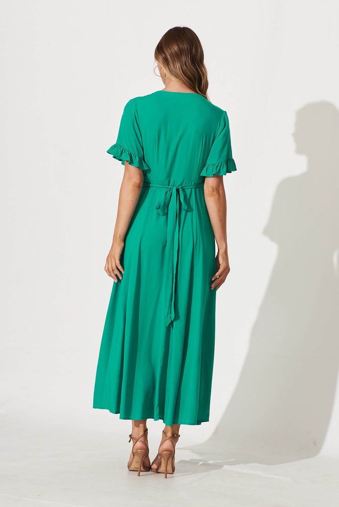 Rondal Maxi Wrap Dress In Jade Green - back