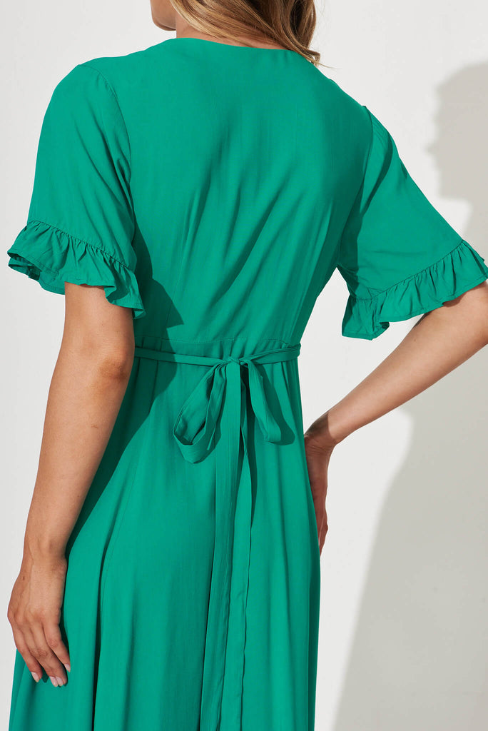 Rondal Maxi Wrap Dress In Jade Green - detail