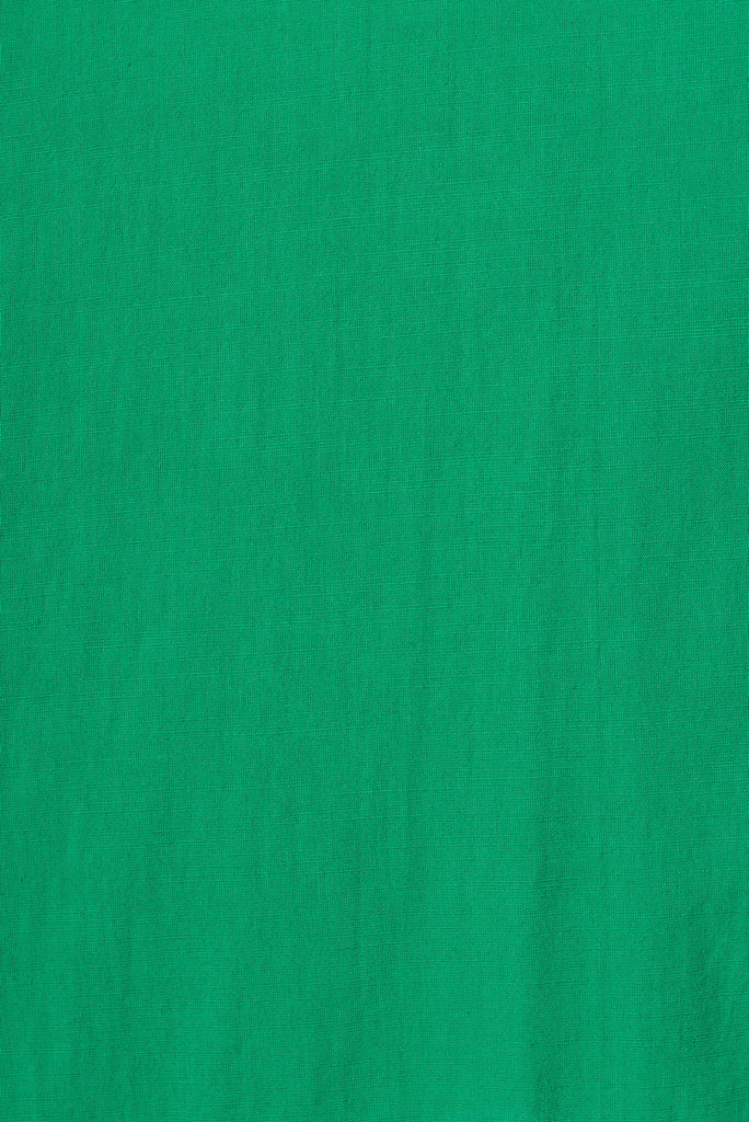 Diane Midi Dress In Green Cotton Blend - fabric