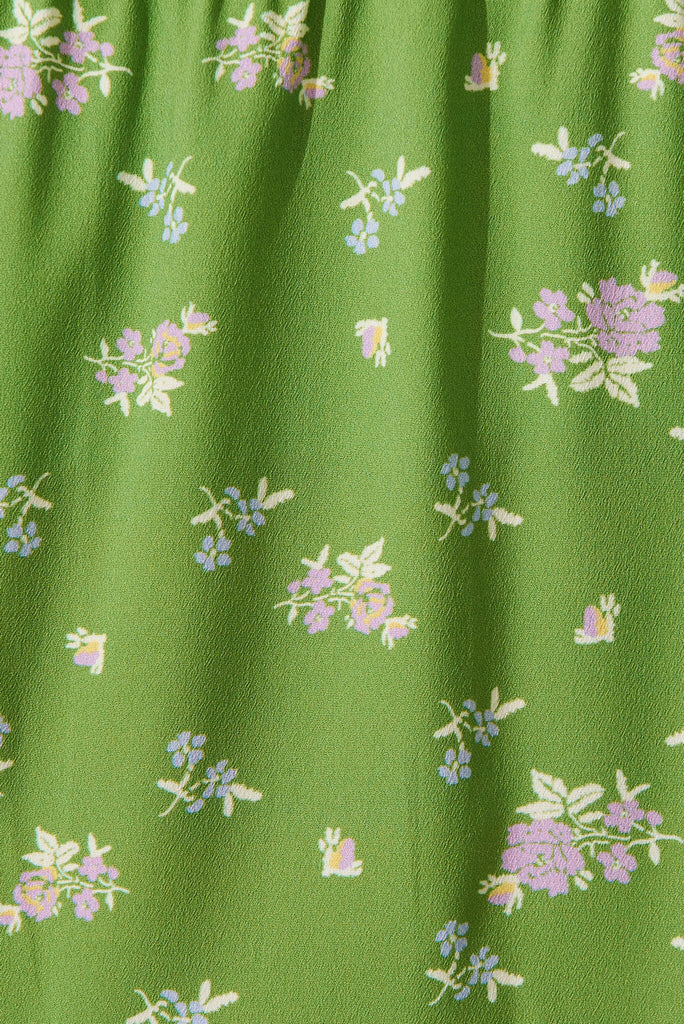 Diaz Midi Dress In Green Floral - fabric