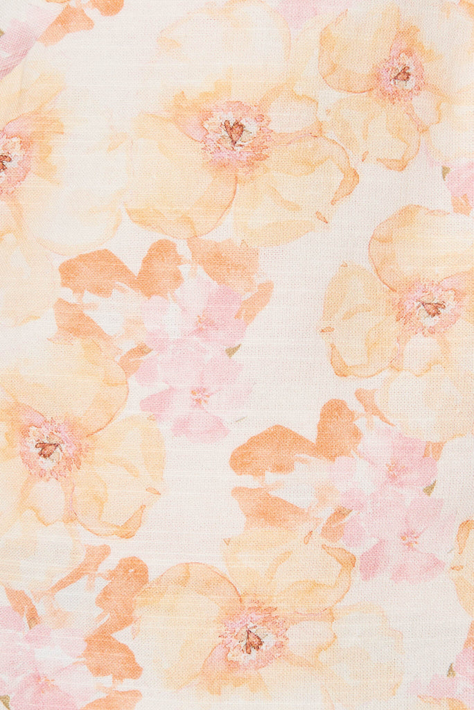 Reflection Short In Peach With Pink Floral Cotton Blend - fabric