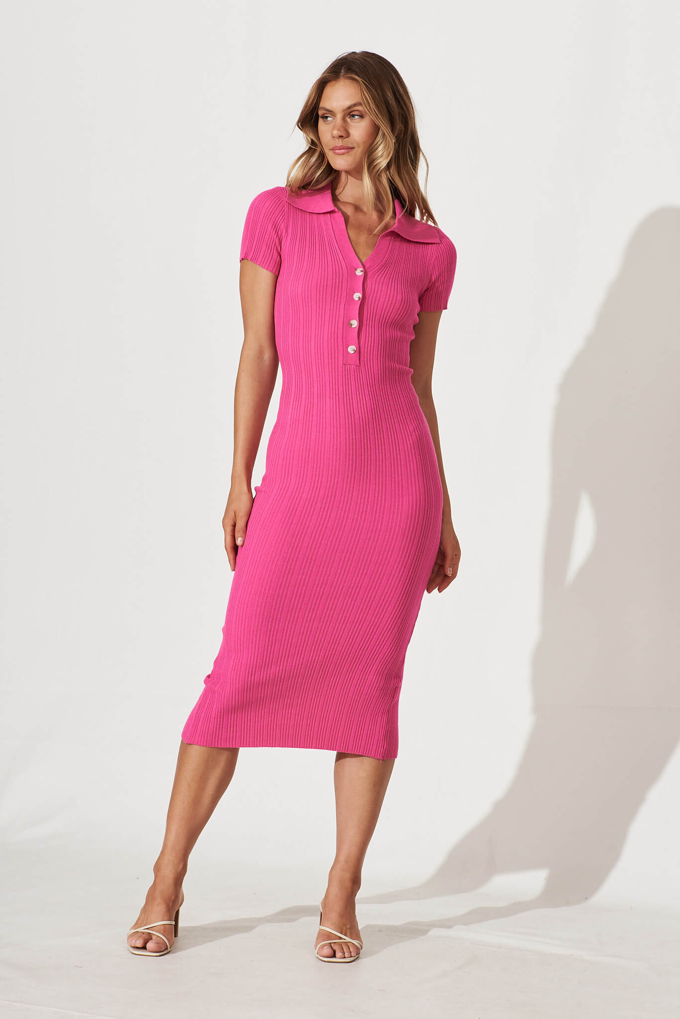 Lavant Midi Dress In Pink - full length
