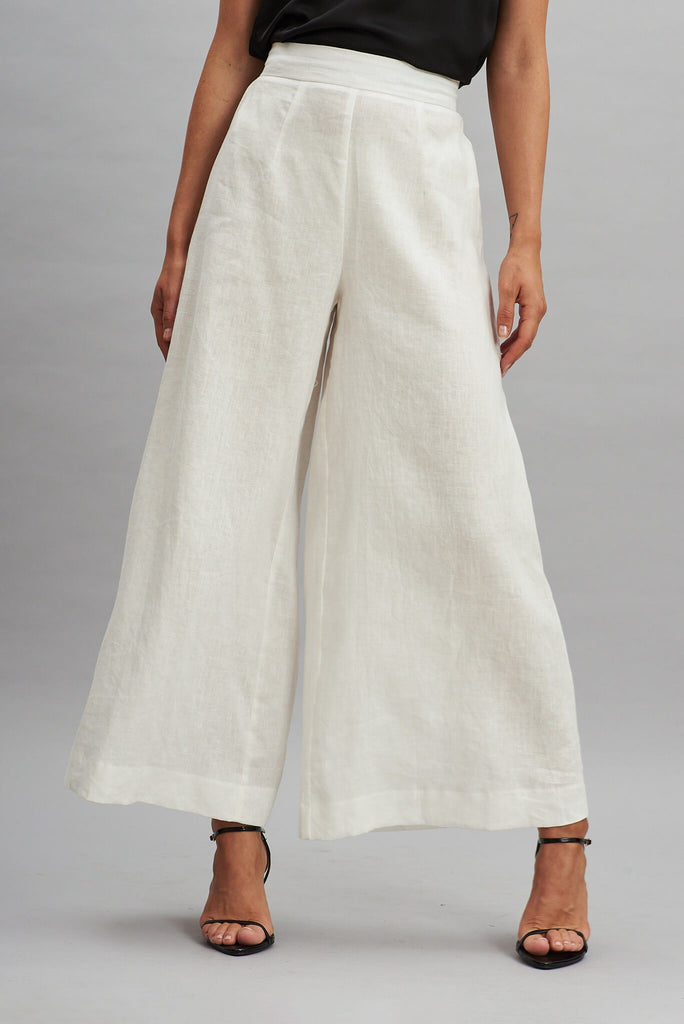 Patina Pant In White Pure Linen - front
