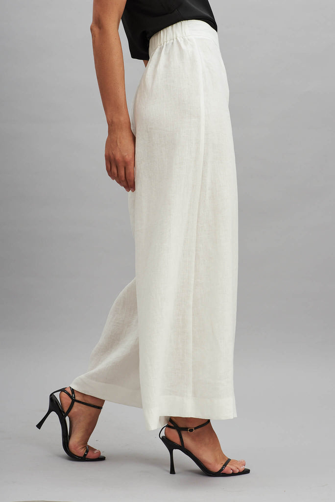 Patina Pant In White Pure Linen - side