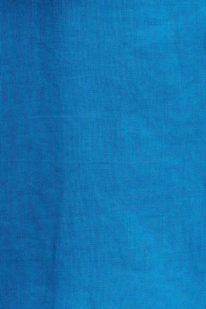 Deborah Blazer In Blue Pure Linen - fabric