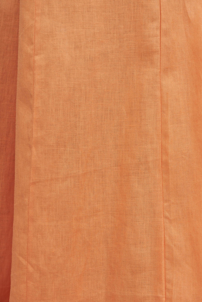 Noelle Pant In Orange Pure Linen - fabric