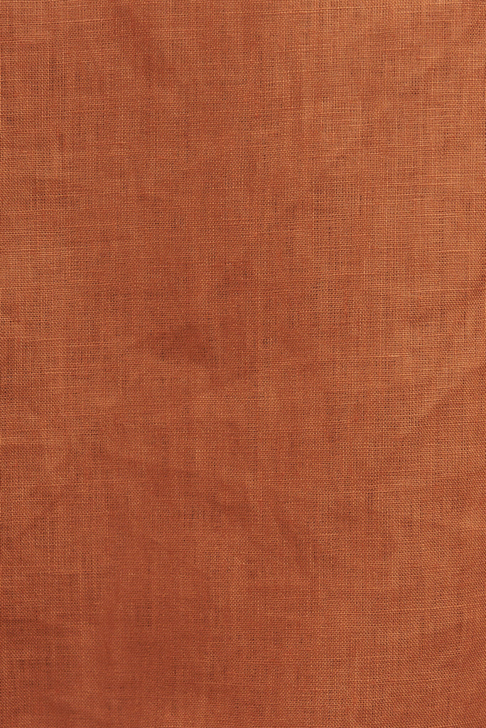 Luanna Dress In Rust Pure Linen - fabric