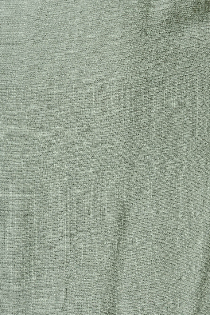 Aire Midi Dress In Sage Green Linen - fabric
