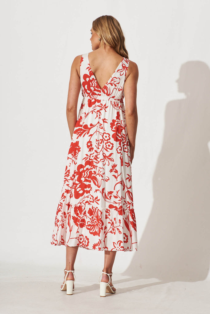 Knowles Maxi Dress In White And Red Print - back