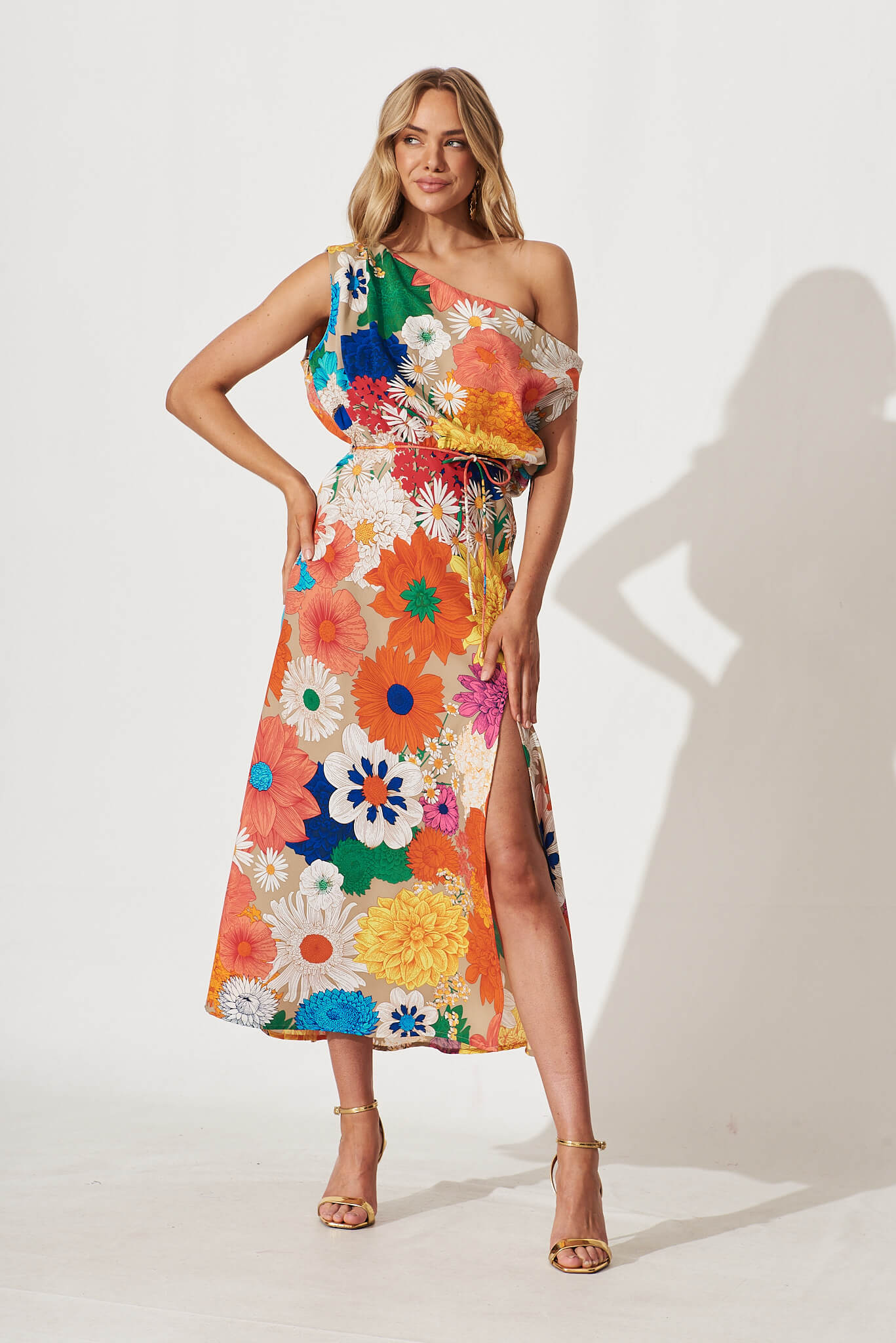 Melinda Maxi Dress In Bright Multi Floral - full length