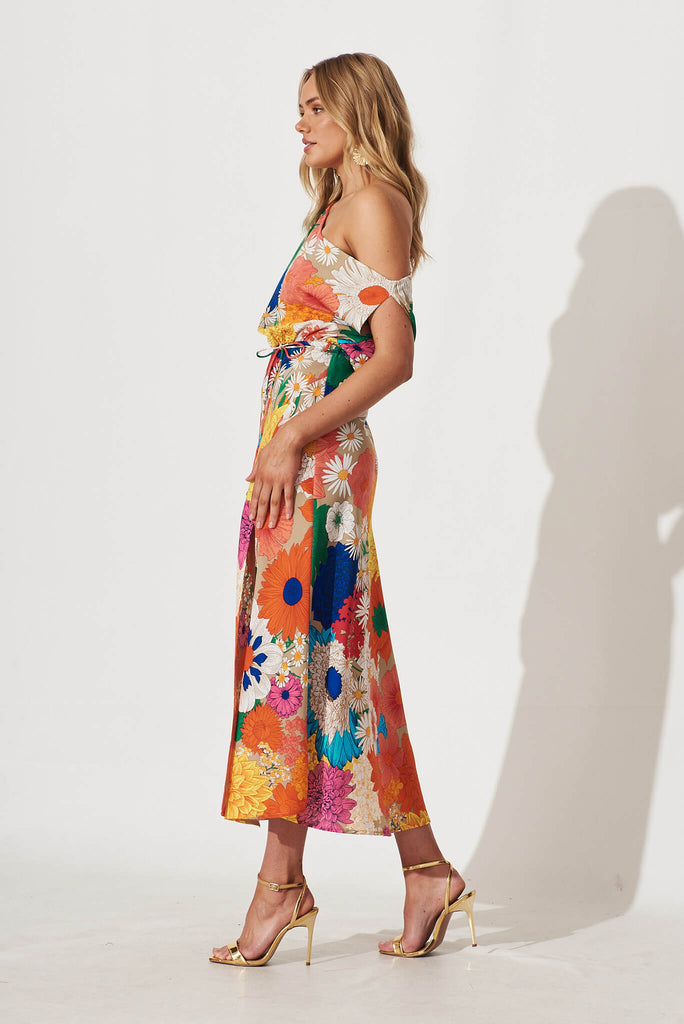 Melinda Maxi Dress In Bright Multi Floral - left side