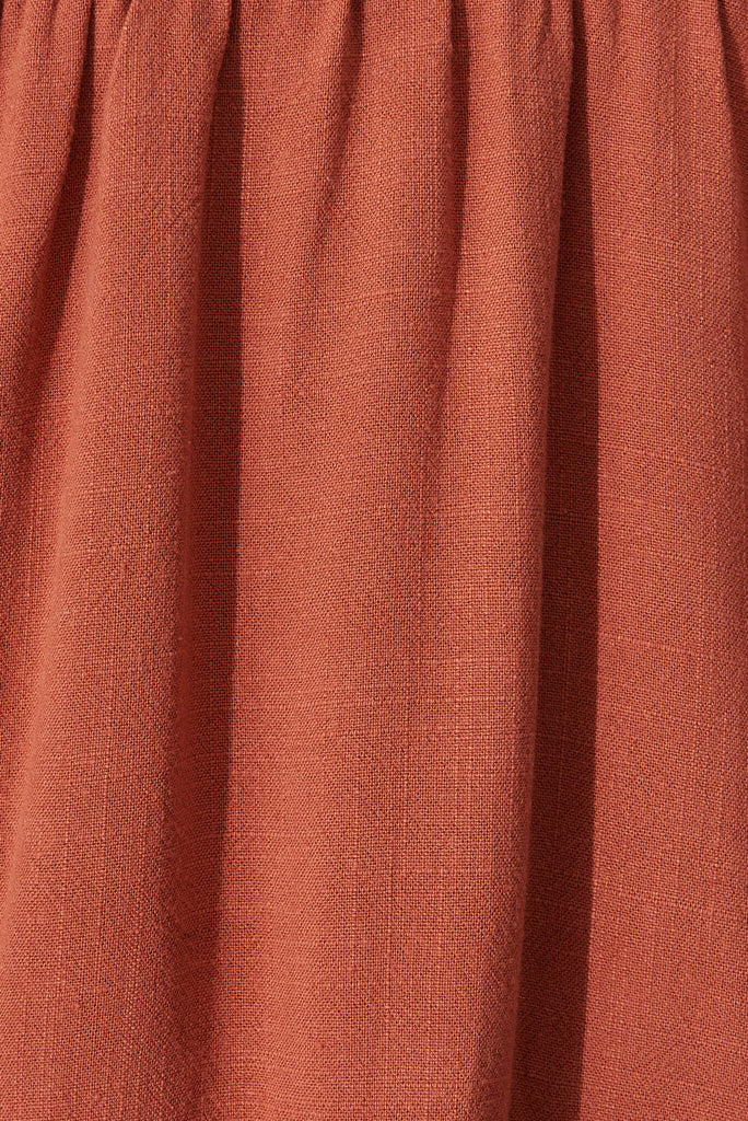 Krista Dress In Rust Linen - fabric
