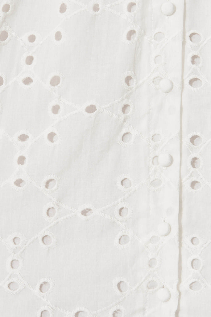 Tori Dress In White Cotton Broderie - fabric