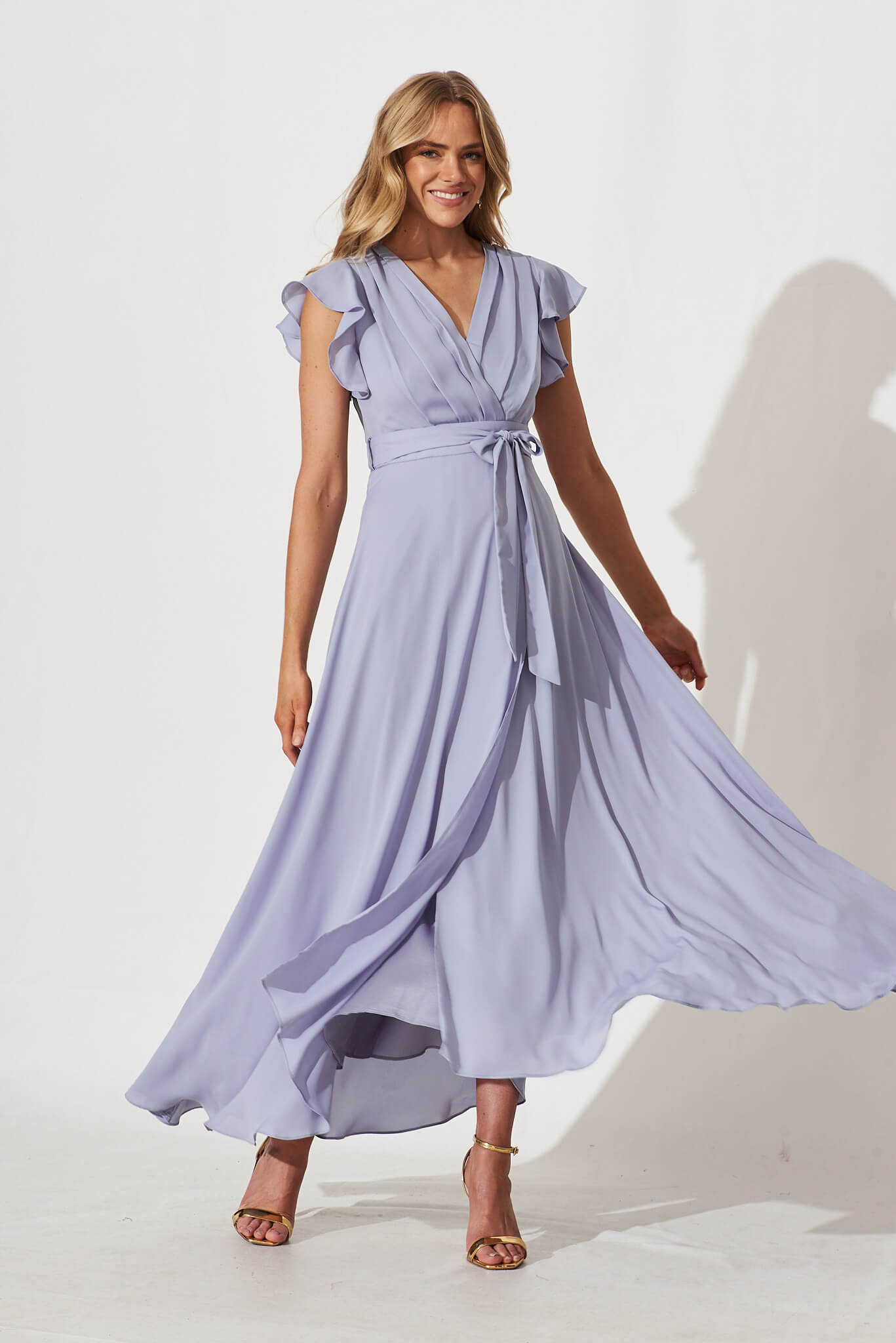 Wynter Chiffon Dress In Dusty Blue – St Frock