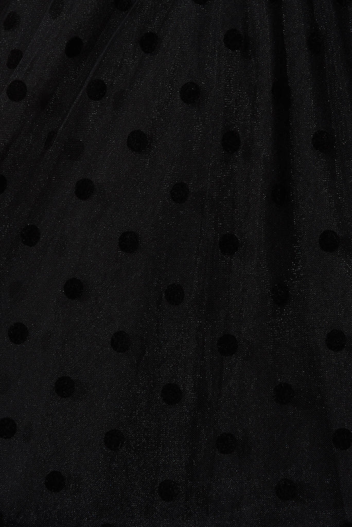 Aubrey Midi Dress In Black Spot Tulle - fabric