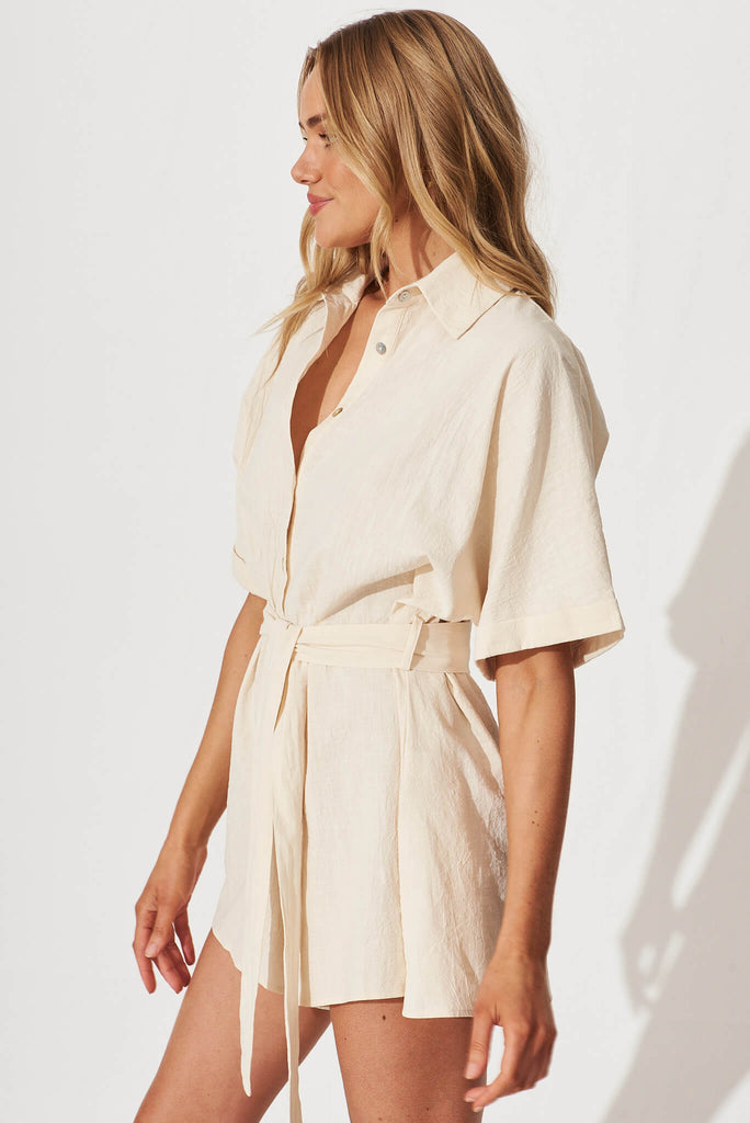Rising Sun Playsuit In Sand Cotton - side
