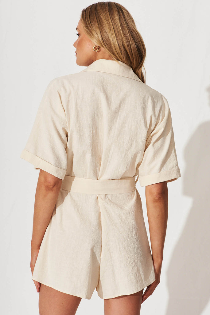 Rising Sun Playsuit In Sand Cotton - back