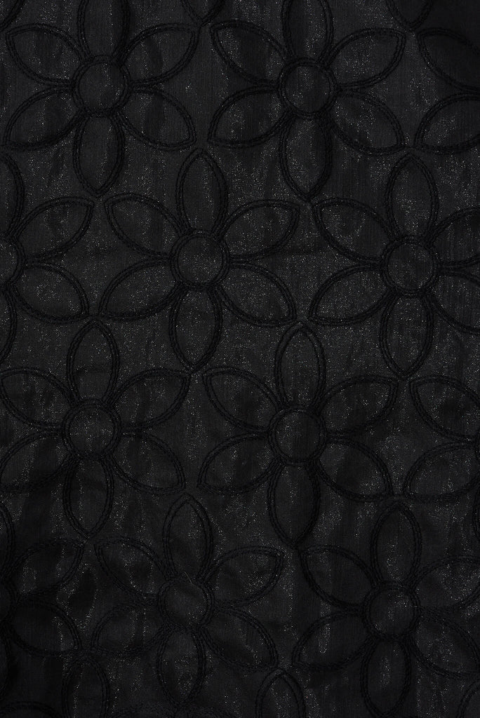 Royal Affair Midi Dress In Black Flower Organza - fabric
