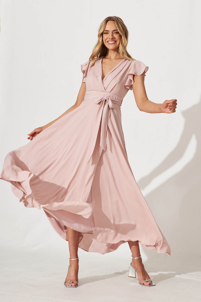 Wynter Chiffon Dress In Blush - full length