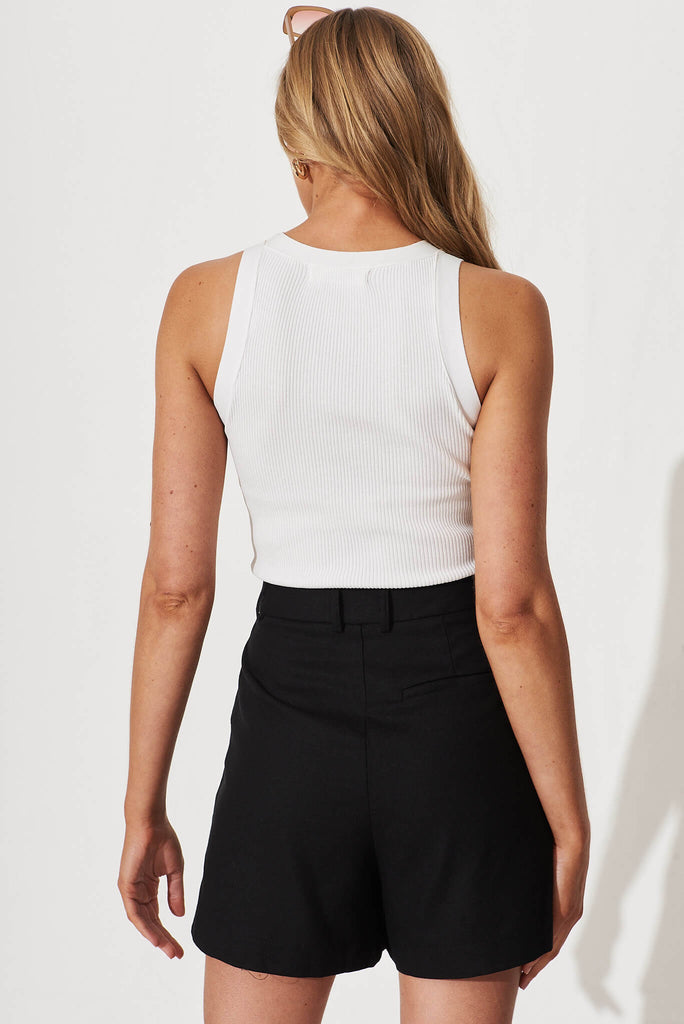 Kaiko Shorts In Black Cotton Linen Blend - back