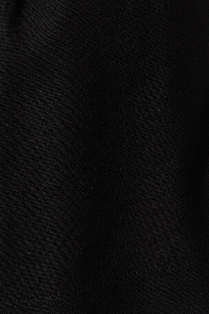 Kaiko Shorts In Black Cotton Linen Blend - fabric
