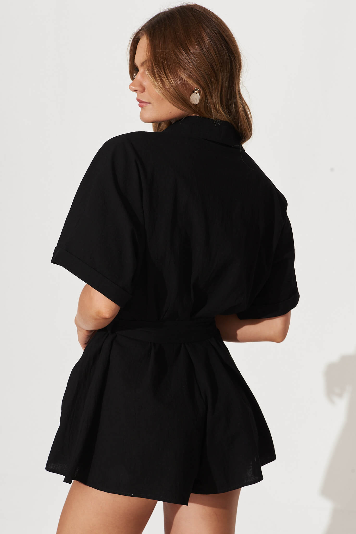 Black cotton playsuit discount