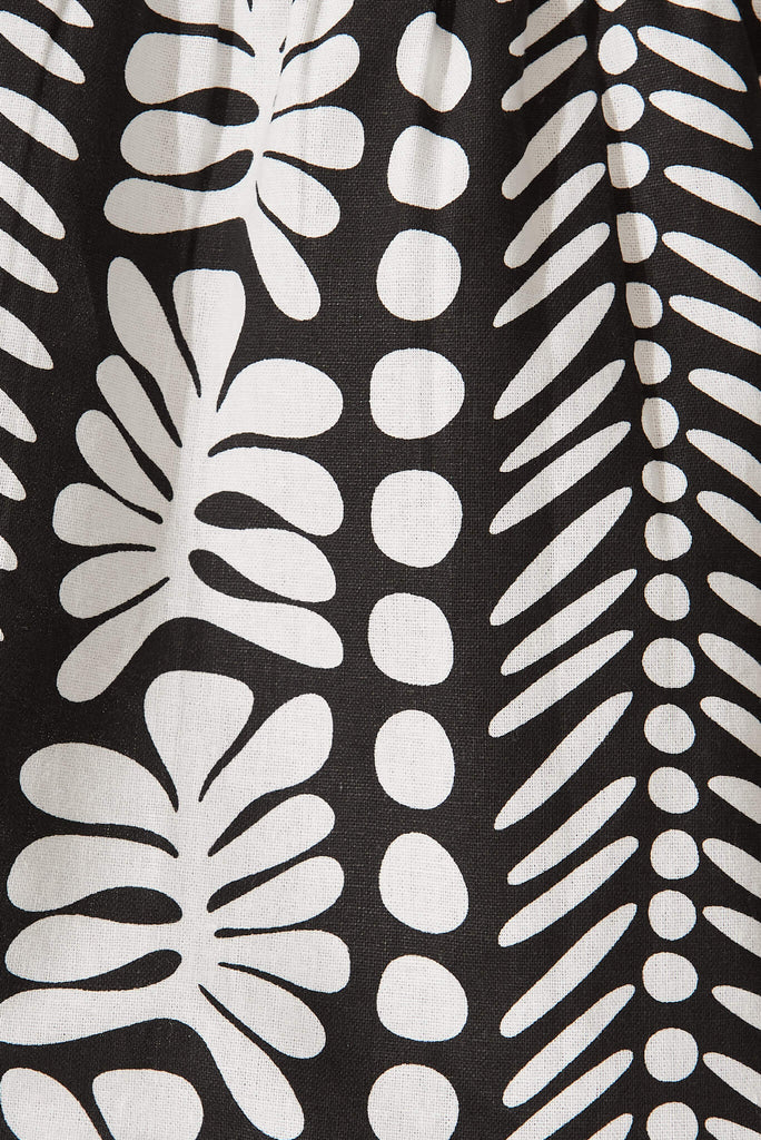 Saldana Smock Dress In Black And White Print Cotton - fabric