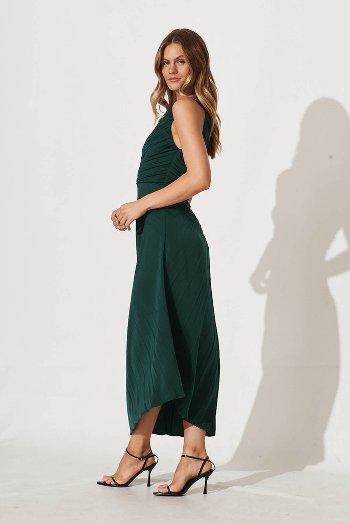 Toulon One Shoulder Maxi Dress In Emerald - side