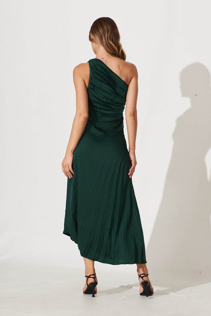 Toulon One Shoulder Maxi Dress In Emerald - back