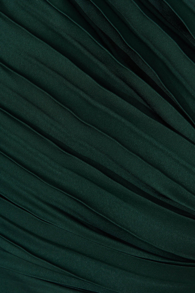 Toulon One Shoulder Maxi Dress In Emerald - fabric