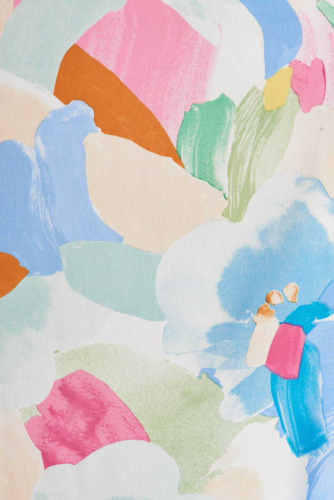 Virgo Midi Dress In Multi Watercolour Print - fabric