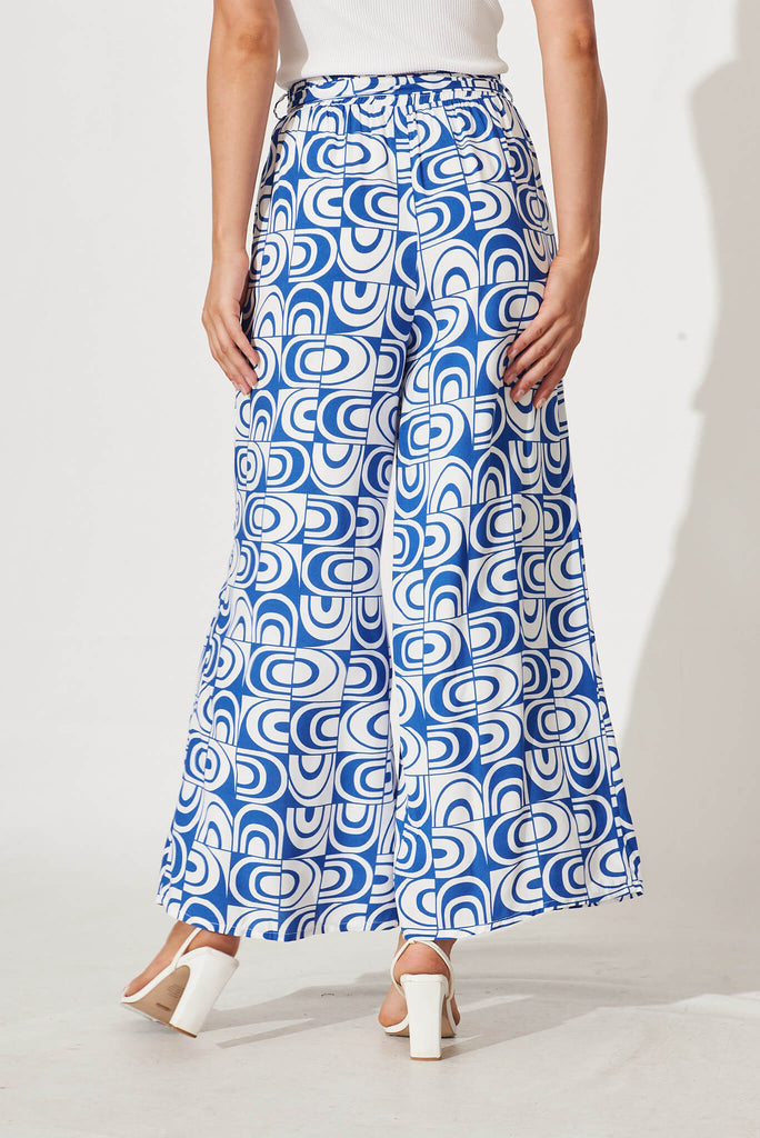 Mackillop Pant In White And Cobalt Geometric - back