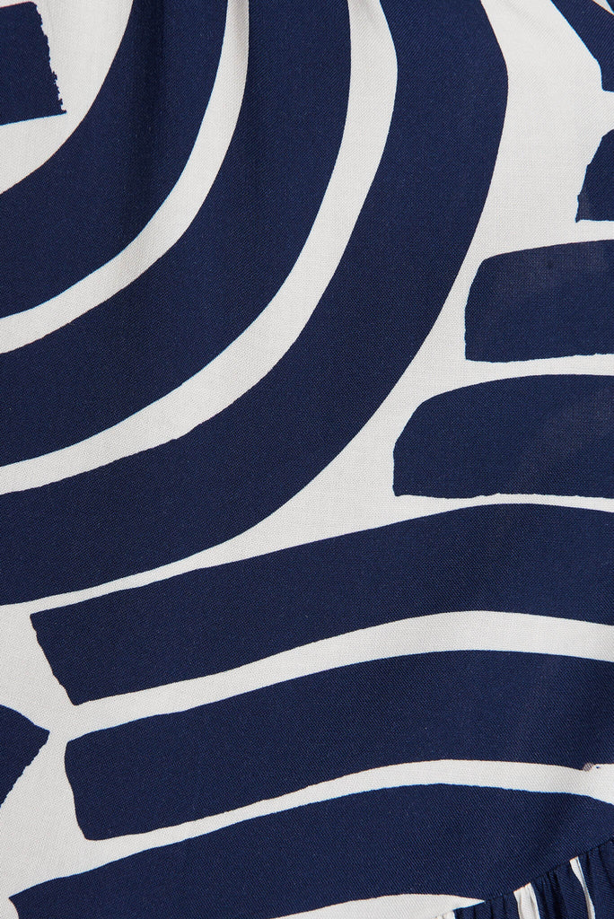 Tuesday Dress In Navy With White Print - fabric