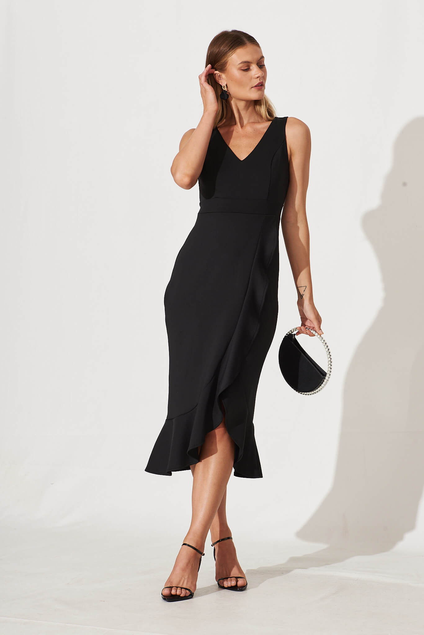 Essence Midi Dress In Black - full length