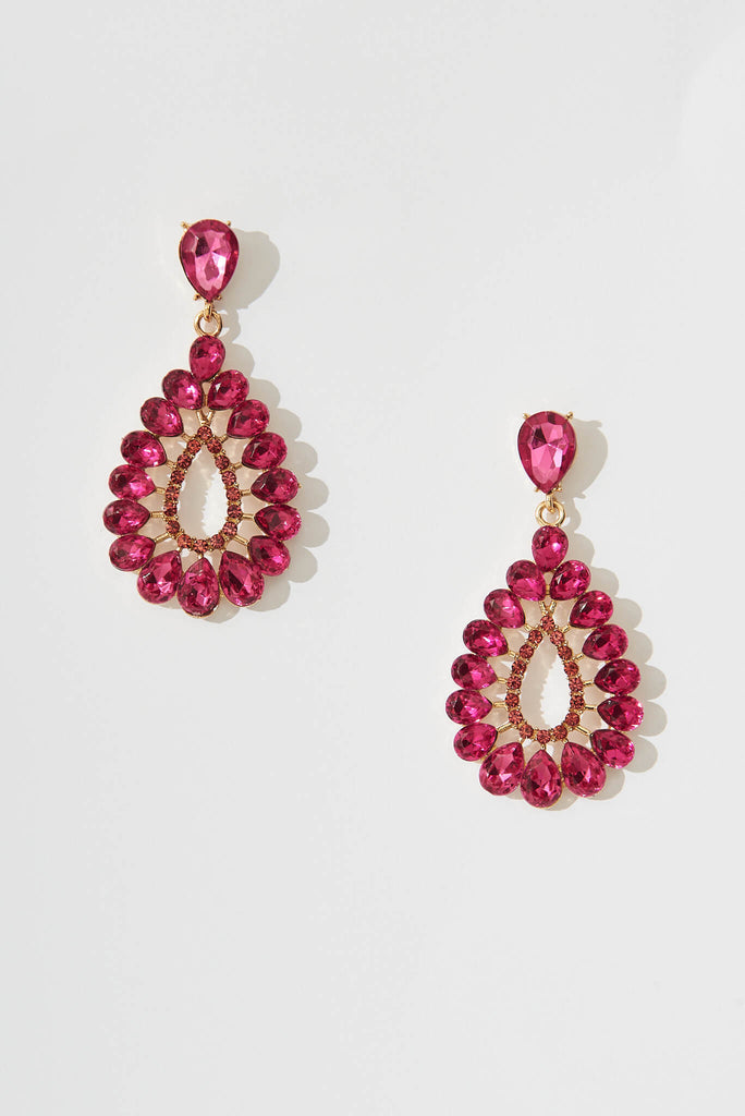 August + Delilah Tamara Drop Earrings In Pink - flatlay