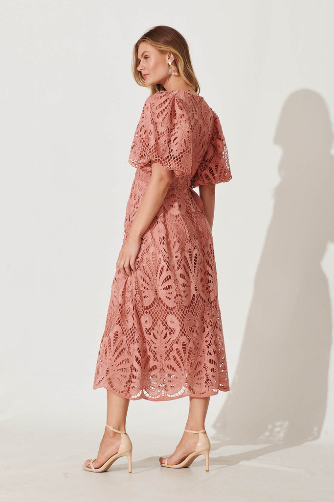 Millie Lace Maxi Dress In Dusty Rose - back