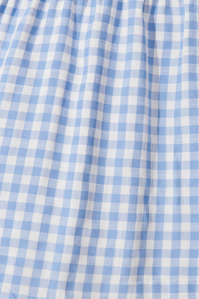 Bently Midi Dress In Blue Gingham Check Cotton Blend - fabric