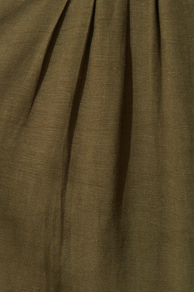 Clarkson Shirt Dress In Khaki Linen Blend - fabric