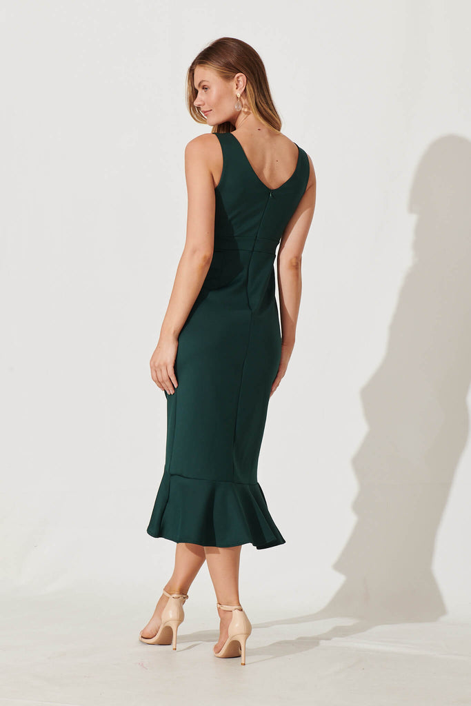 Essence Midi Dress In Emerald - back