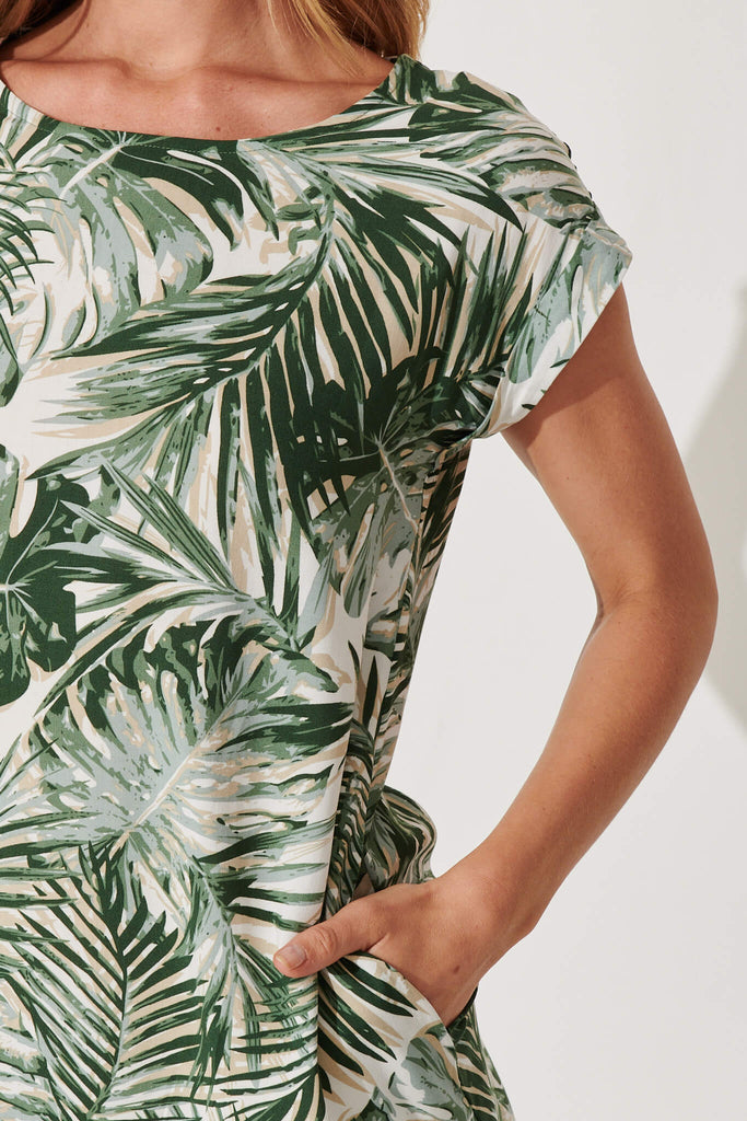 Sia Dress In Green Leaf Print - detail
