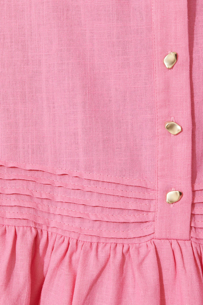 Irresistible Shirt Dress In Blush Linen Cotton Blend - detail