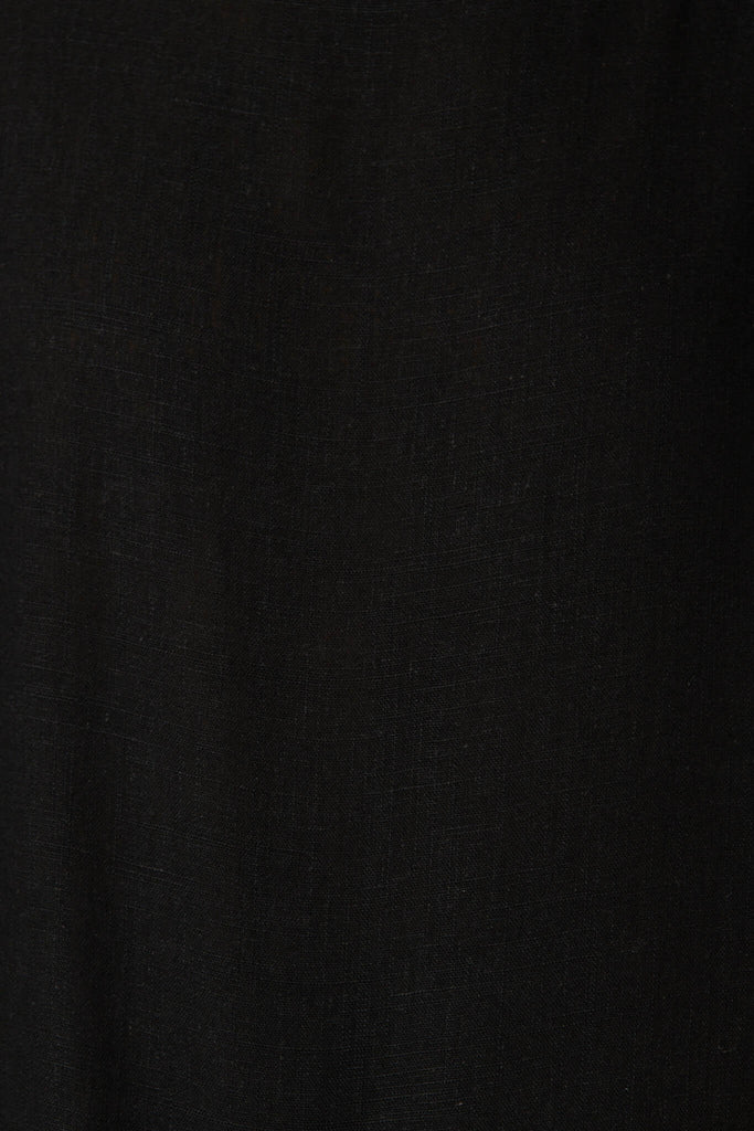 Rejina Top In Black Linen Blend - fabric