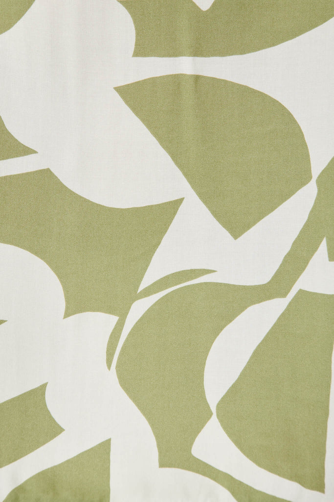 Catharina Top In Olive And Cream Geometric Print - fabric