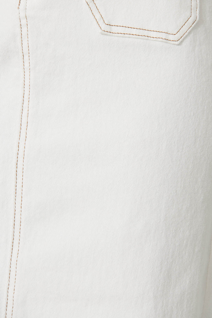 Delta Maxi Denim Skirt In White - fabric