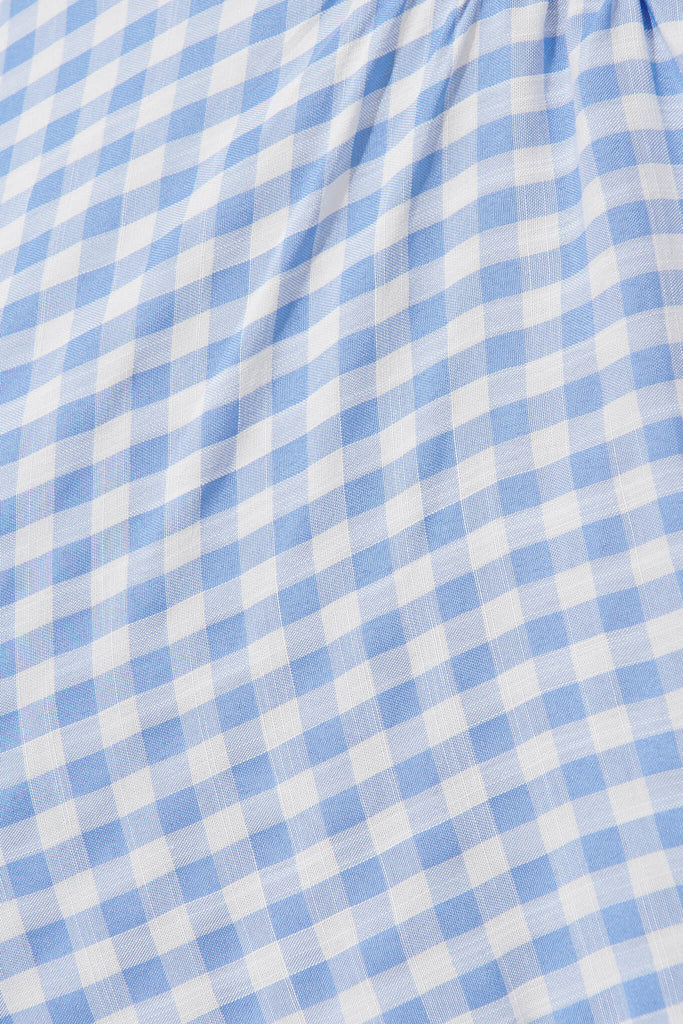 Santanna Smock Dress In Blue And White Gingham Cotton Blend - fabric